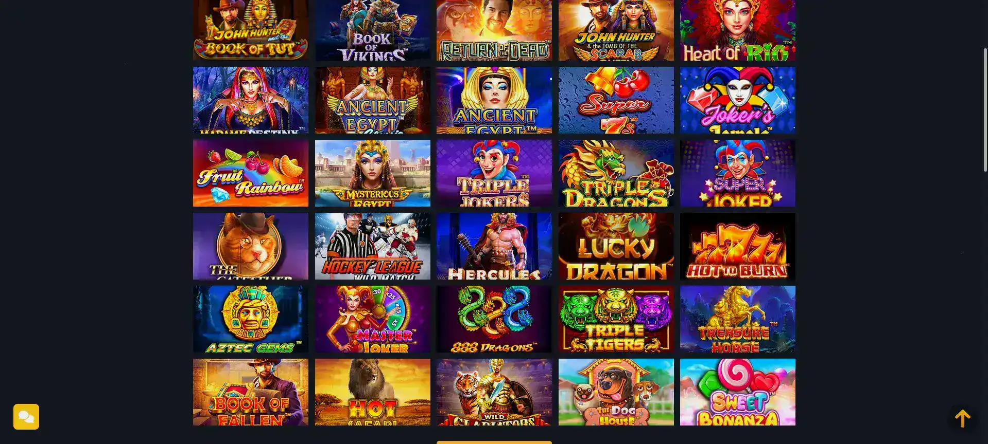 Интерфейс игрового зала казино Супер Слотс с множеством слотов